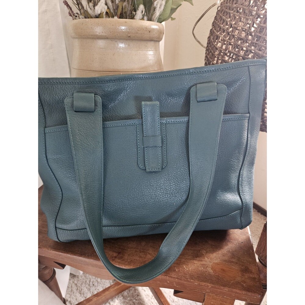 Serrv Green Leather Tote Bag